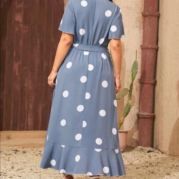 Polka dot wrap hem belted maxi dress - Picture 10 of 15